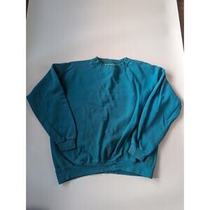 Vintage 90s Distressed Levi's Green Crew Neck Sweatshirt XL